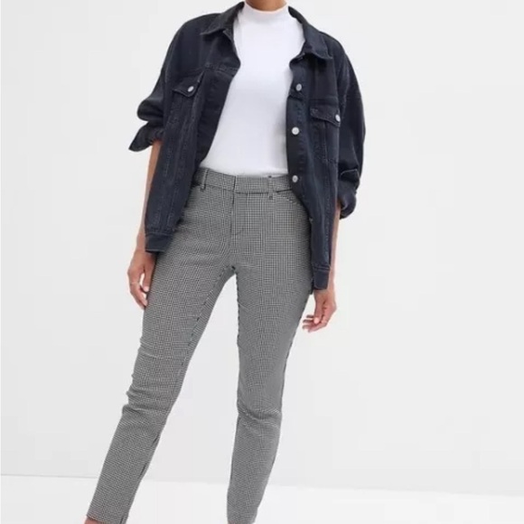 Gap Skinny Ankle Pants Houndstooth Black White Size 2 - Picture 6 of 7